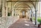 Medieval arcade corridor at Telc castle, Czech republic