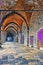 The medieval arcades of Piazza Cittadella Bergamo as painting