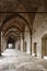 The medieval arcades of Piazza Cittadella, Bergamo, Italy