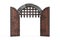 Medieval Arch Stone Blocks Castle Gate with Metal Lattice. 3d Rendering