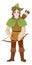 Medieval archer with bow and arrows. Fairytale hunter character