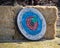 Medieval archery equipment, target for shooting, bow and arrow