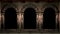 Medieval arches with torches