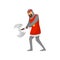 Medieval armored knight warrior character with battle axe vector Illustration on a white background