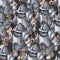 Medieval armored knights formation hand drawn seamless pattern, warriors weapons