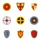 Medieval armour icons set, flat style