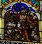 Medieval battle - stained glass in Rouen cathedral