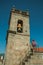 Medieval bell tower and staircase with little girl