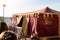 Medieval blacksmith stand at the festival of Teruel. Horse horseshoes recreation of Teruel lovers