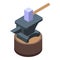 Medieval blacksmith tools icon isometric vector. Age story