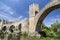 Medieval bridge romanesque style in Besalu,Catalonia,Spain.