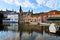 Medieval buildings along the canals of Bruges, Belgium