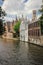 Medieval buildings along the canals. Bruges. Belgium