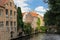Medieval buildings along the canals. Bruges. Belgium