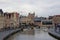 Medieval buildings along the quay of river Lys in Ghent