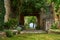 Medieval Bulding With Old Tree And Stone Porch