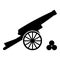 Medieval cannon firing cores icon black color illustration flat style simple image