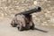 Medieval cannon on wooden gun carriage