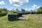 Medieval cannons on the hilltop of Fort Hamilton on Bequia Island, St Vincent and the Grenadines, Lesser Antilles, Caribbean