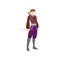 Medieval castle archer man in violet old clothes