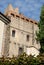 Medieval castle, between evergreen cypress and sky, in Monselice in the Veneto (Italy)