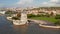 A medieval castle fortification on the Tagus river of Lisbon, Portugal.