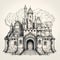 Medieval Castle Illustration With Surrealistic Elements