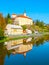 Medieval Castle Ledec nad Sazavou. Reflection in Sazava River, Czech Republic