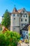 Medieval castle in meersburg is perched on a hill overlooking famous bodensee lake in Germany....IMAGE