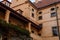 Medieval castle Melnik in sunny autumn day, Courtyard with Renaissance arcades, Central Bohemia, Czech republic