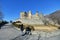 Medieval castle panoramic exterior view Fenis Aosta Valley