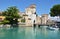 Medieval castle Scaliger in Sirmione on lake Lago di Ga