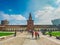 Medieval Castle of Sforza or Castello Sforzesco and beautiful Sempione park in the heart of Milan, Lombardy, Italy September 26,