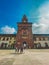 Medieval Castle of Sforza or Castello Sforzesco and beautiful Sempione park in the heart of Milan, Lombardy, Italy September 26,