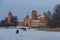 Medieval castle in Trakai, winter landscape, Vilnius County, Lit