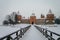 Medieval castle in Trakai, winter landscape, Vilnius County, Lit