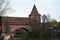 A medieval castle vith bridges on a river in Nuremberg, Germany