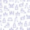 Medieval castles, fortress, bastions seamless pattern