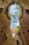 Medieval Cathare castle ruins upward view