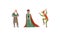 Medieval Characters Dressed Ancient Clothes Set, Majestic Queen, Old Poor Man, Jester Vector Illustration