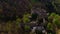 Medieval Chojnik Castle atop Karkonosze mountain in aerial shot