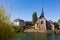 Medieval church of Saint-Maurice on bank of Yonne river in Sens