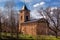 Medieval church surrounded by trees