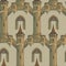 Medieval city architecture. Seamless pattern in a style of a medieval tapestry or illuminated manuscript.