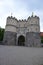 Medieval city gate with two round towers, part of the old city defense wall of Cologne