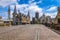 Medieval city of Gent Ghent in Flanders with Saint Nicholas Church and Gent Town Hall, Belgium.