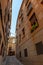 Medieval cobbled and stepped street in the city of Toledo