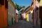 Medieval cobblestone street in Sighisoara, Romania