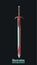 medieval colored red sword with bold border in cartoon style