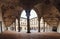 Medieval courtyard at Milan`s Castello Sforzesco, Lombardy, Ita